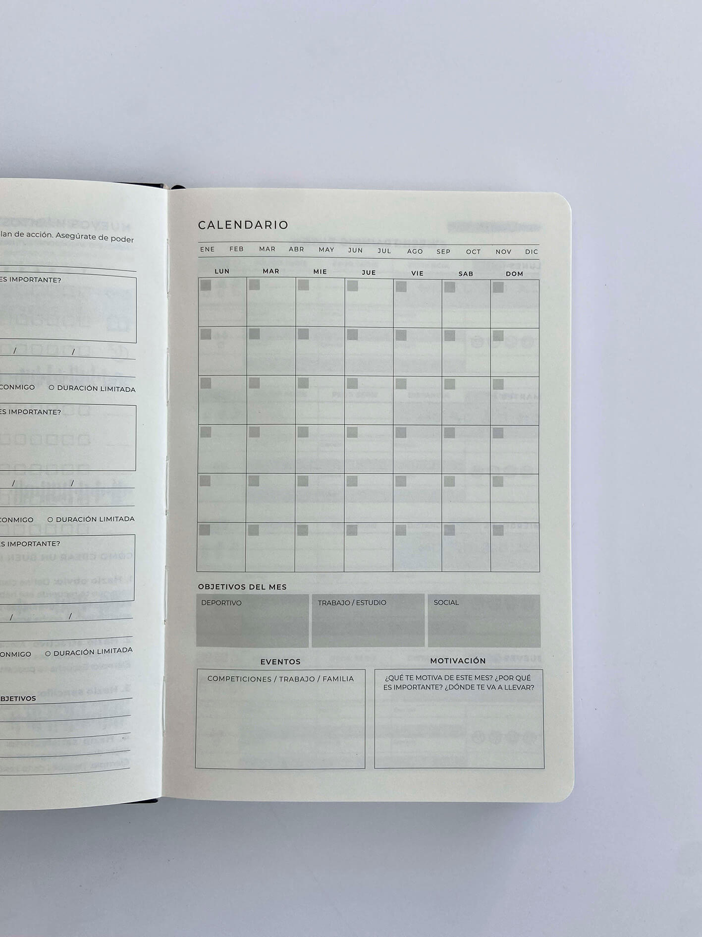 Agenda sin fechas - The Athlete Planner