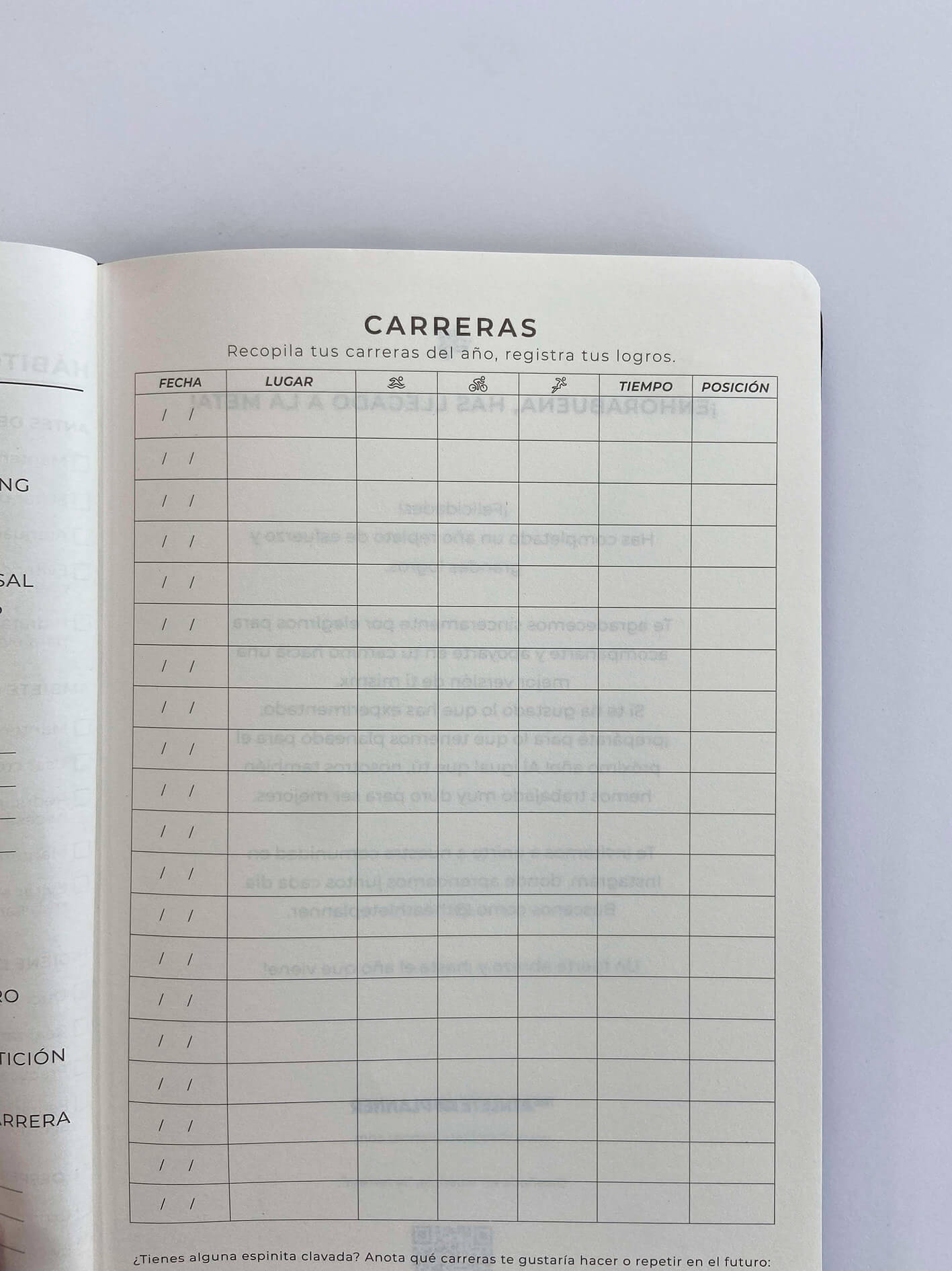 Agenda sin fechas - The Athlete Planner